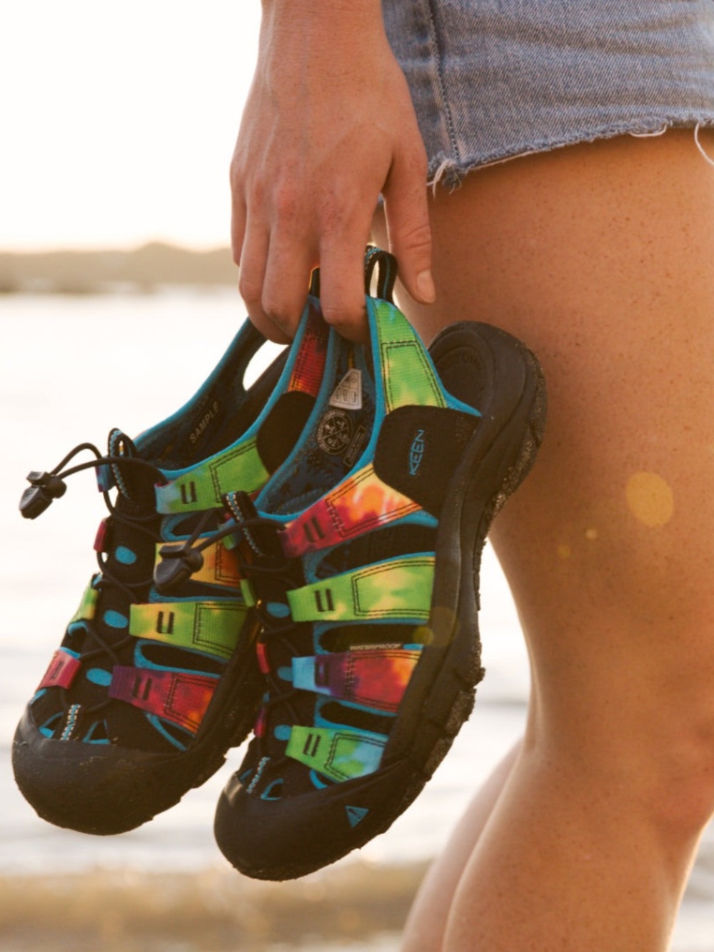 Newport Retro Active Water Sandals In Black & Multicolor Original Tie Dye